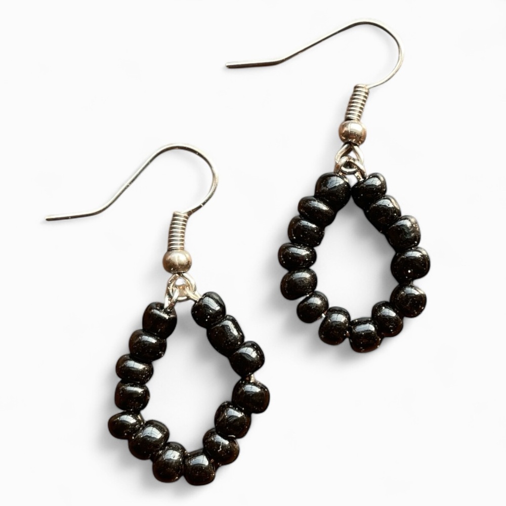 Elegant Black Beaded Earrings